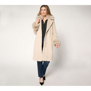 Thread Collective Women's Jacket Sz S Faux Fur Trimmed Coat White A658026